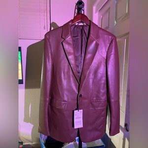 faux brown leather jacket